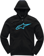 Load image into Gallery viewer, ALPINESTARS Ageless 2 Zip Hoodie - Black/Turquoise - Large 103853052-1076L