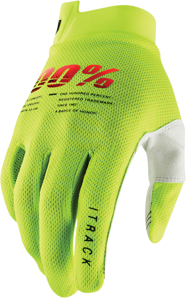 100% Youth I-Track Gloves - Fluo Yellow - Medium 10009-00005