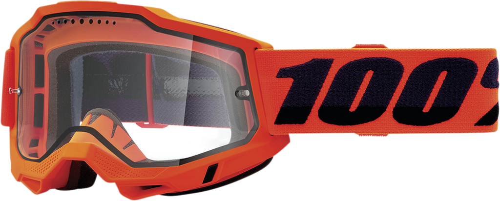 100% Accuri 2 Enduro MTB Goggles - Neon Orange - Clear 50016-00004