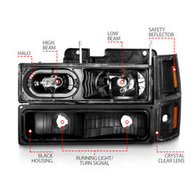 गैलरी व्यूवर में इमेज लोड करें, ANZO 88-98 Chevrolet C1500 Crystal Headlights Black Housing w/ Signal and Side Marker Lights