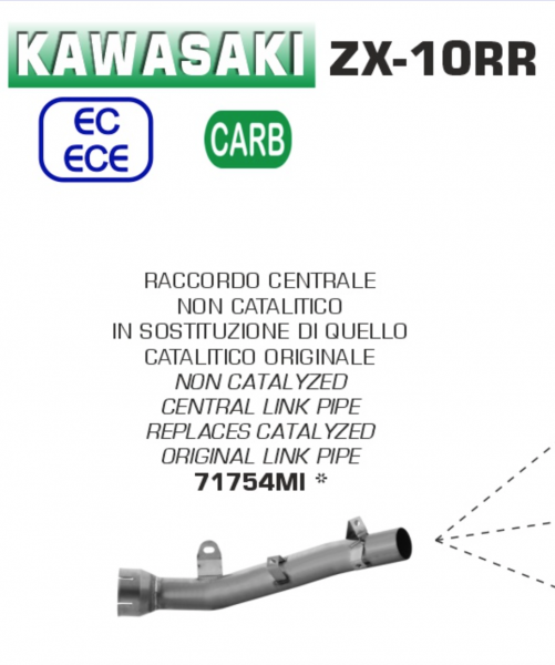 ARROW RACING INOX LINK PIPE FOR ARROW OR ORIGINAL HEADERS 2021 KAWASAKI NINJA ZX-10RR - (MPN # 71754MI) - 2to4wheels