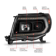 गैलरी व्यूवर में इमेज लोड करें, ANZO 05-11 Toyota Tacoma Projector Headlights w/Light Bar Switchback Black Housing