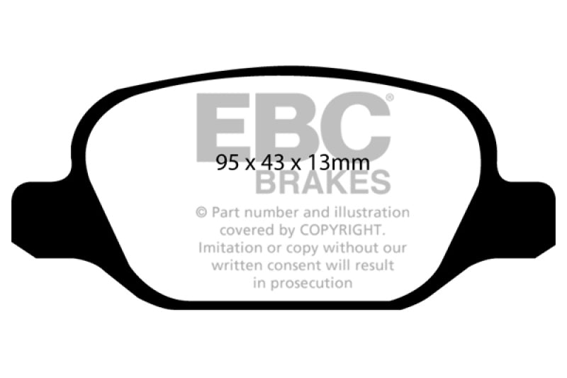EBC 10-11 Fiat 500 1.4 (Bosch Calipers) Yellowstuff Rear Brake Pads