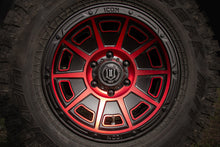 Load image into Gallery viewer, ICON Victory 17x8.5 5x4.5 0mm Offset 4.75in BS Satin Black w/Red Tint Wheel
