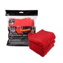 गैलरी व्यूवर में इमेज लोड करें, Chemical Guys Happy Ending Ultra Edgeless Microfiber Towel - 16in x 16in - Red - 3 Pack (P16)